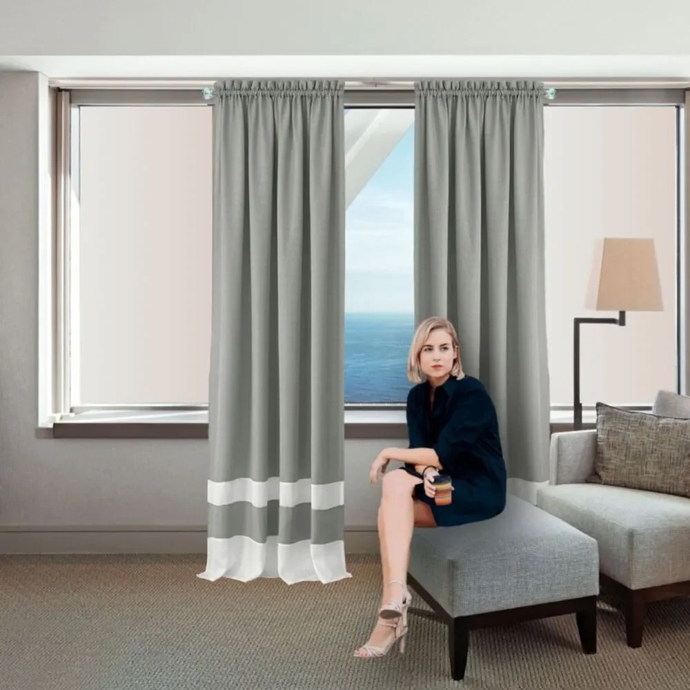 Woven Trends Two-Tone Window Curtain Panels, Rod-Pocket Light Filtering Curtains